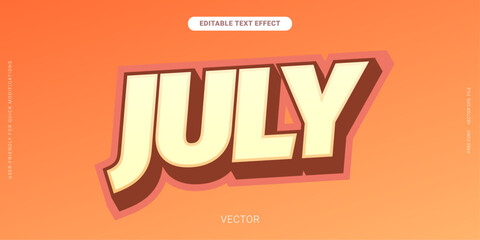 Retro Editable Text Effect for July Themes with Fun and Bold Vector Design Elements