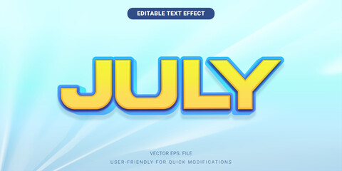 Editable Typography Vector for July Text with Colorful, Modern, and Playful Design