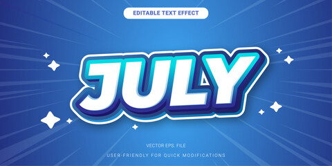 Creative Editable July Text Effect Vector for Posters, Flyers, and Digital Graphics