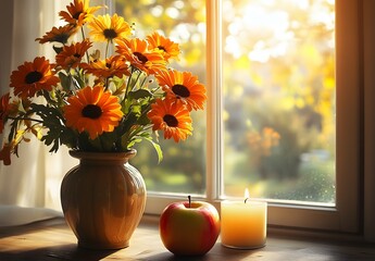 To enhance the beauty of the room, placing a beautiful vase decorated with flowers and a candle on a table in one corner of the room is an idea to create a cozy atmosphere in the room.