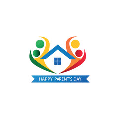 Happy parent's day vector featuring silhouette of family togetherness and messaging of parent's day worldwide 
