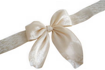 Cream ribbon bow isolated on transparent background
