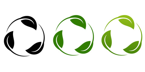 Eco recycle symbol with leaves