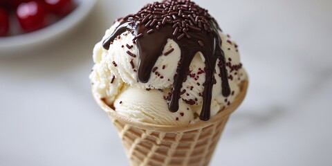 Delicious Vanilla Ice Cream Cone