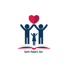 Happy parent's day vector featuring silhouette of family togetherness and messaging of parent's day worldwide 