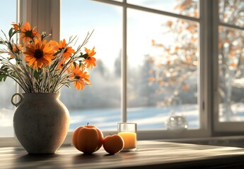 To enhance the beauty of the room, placing a beautiful vase decorated with flowers and a candle on a table in one corner of the room is an idea to create a cozy atmosphere in the room.