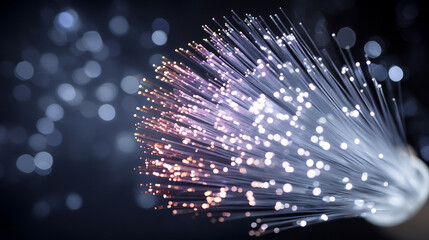 Fiber optics glow with ethereal light creating a mesmerizing display of modern technology.