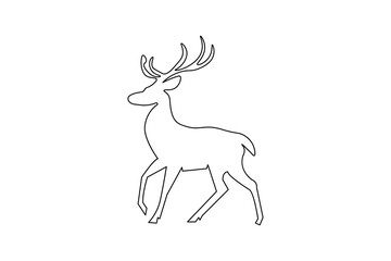 Minimalist deer one line drawing in modern simple outline vector art illustration
