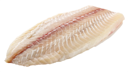 A raw fish fillet isolated on transparent background