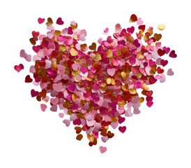 Obraz premium Heart-shaped confetti celebration party venue digital festive ambiance