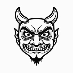 Fototapeta premium Devil mask illustration with sharp horns and fierce expression 
