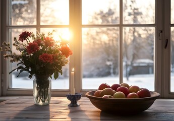 To enhance the beauty of the room, placing a beautiful vase decorated with flowers and a candle on a table in one corner of the room is an idea to create a cozy atmosphere in the room.