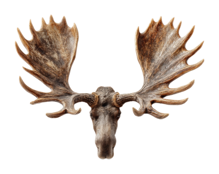 Moose head taxidermy display natural habitat wildlife front view