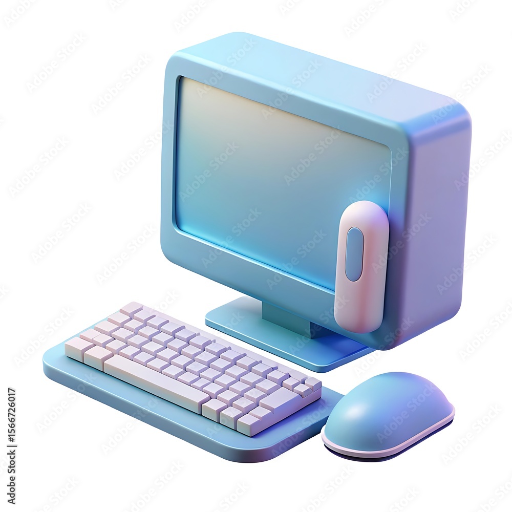 Poster pastel computer setup with keyboard and mouse blue