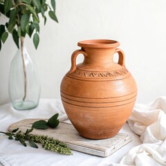 ceramic vase on a wooden background