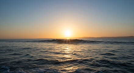 Serene Ocean Sunset with Gentle Waves and Golden Light