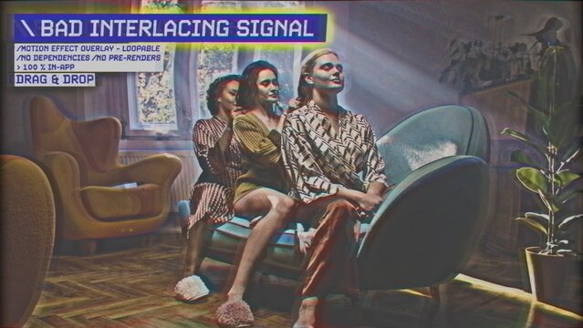 Bad Interlacing Signal Procedural Motion Effect: VHS, VCR, Retro CRT, Old TV Filter