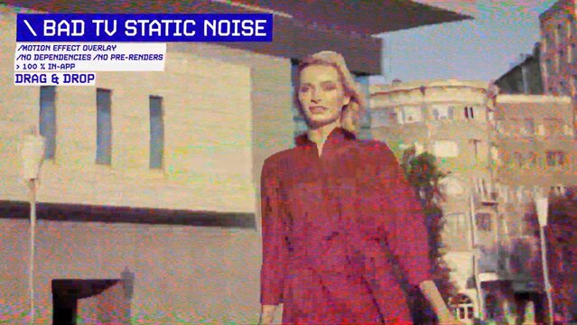Bad Tv Static Noise Procedural Motion Effect: VHS, VCR, Retro CRT, Old TV Filter