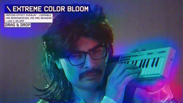 Extreme Color Bloom Procedural Motion Effect: VHS, VCR, Retro CRT, Old TV Filter