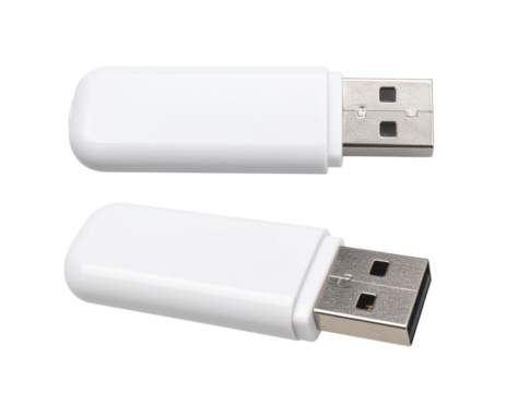 USB Flash Drive with Cap Removed – Metallic Finish – Isolated Transparent Background PNG