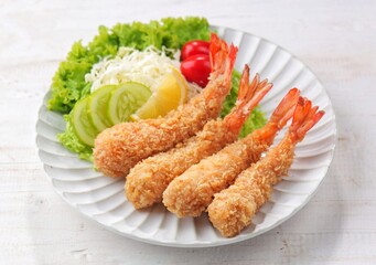 Ebi furai is a Japanese dish made from shrimp coated with pangko flour