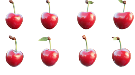 Fresh juicy cherries glistening like gems hinting at summer sweetness and a delightful treat on transparent background