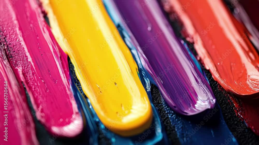 Poster vibrant paint strokes arranged in a colorful pattern on a textured surface depicting creativity and 