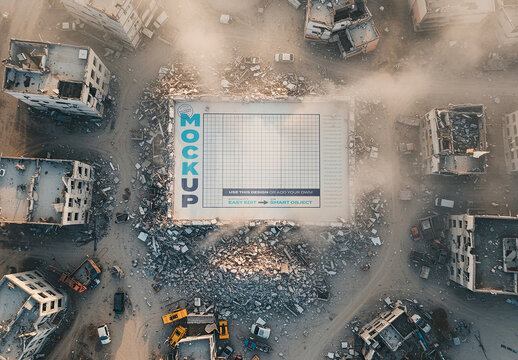 Debris Frame Image Mockup on War Zone