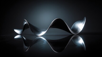 Abstract metallic wave elegant curves and reflections