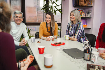 Teachers meeting at language learning school
