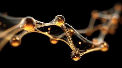 Liquid gold spheres abstract science and technology background