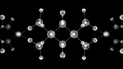 Interconnected spheres molecular structure network abstract gray background