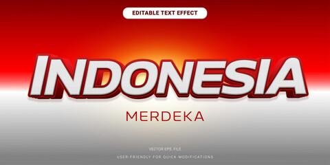 Editable Vector Text Effect for Indonesia with Simple, Flat, and Easy-to-Use Clean Design
