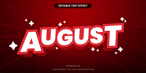 Vector Text Effect for August in Simple, Subtle, and Clean Editable Font Design