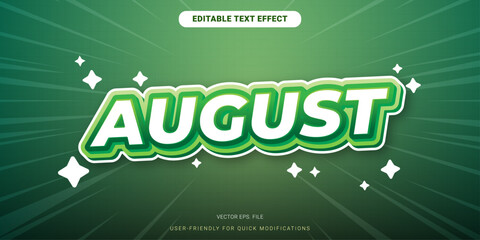 Modern and Simple August Editable Text Effect Vector for Clean Graphic Templates