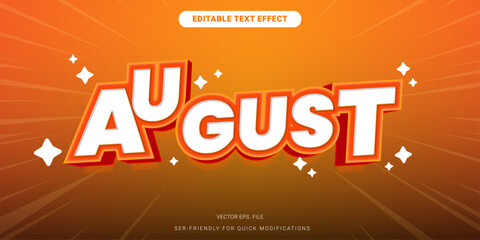 Editable August Text Vector in Soft Gradient and Flat Typography for Clean Design