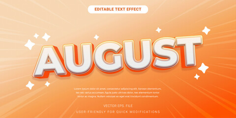 Editable Vector Text for August with Pastel Colors and Minimal Modern Font Effect