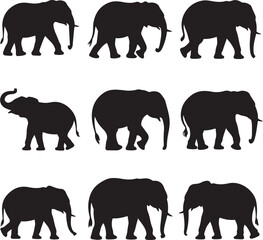 Naklejka premium Majestic Elephant Silhouette VectorElephant SVG Cut File for Cricut & LaserWalking Elephant Jungle Wildlife ClipartTribal Elephant Design for Tattoo or Wall ArtAfrican Elephant Outline for Pri