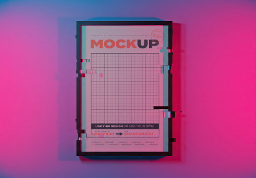 Glitch Tech Frame Poster Image Mockup