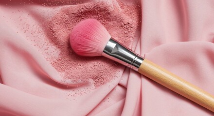 Pink Blush Powder Brush on a Draped Pink Fabric