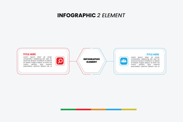 Clean two-element infographic template. Ideal for illustrating connections or a two-step process in presentations, reports, or web design
