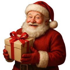 Realistic 3D Santa Claus Holding Christmas Gifts