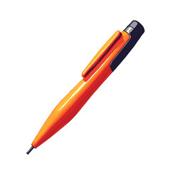 Orange ballpoint pen on a white background, modern design, writing tool, copy space