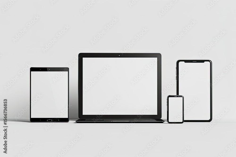 Fototapete High Detail Visual of Devices Isolated Mockup Responsive Graphics Design