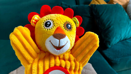 yellow puppet animal interactive toy hand little lion cub baby red