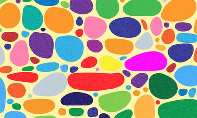 Fun colorful abstract background in doodle style. Simple playful design with hand drawn overlay shapes. Children style colored seamless banner background with doodle rough lines. Playful abstract bg