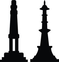 Silhouettes of famous monuments and towers, architectural icons