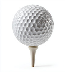 Golf Ball on Tee Isolated on White Background