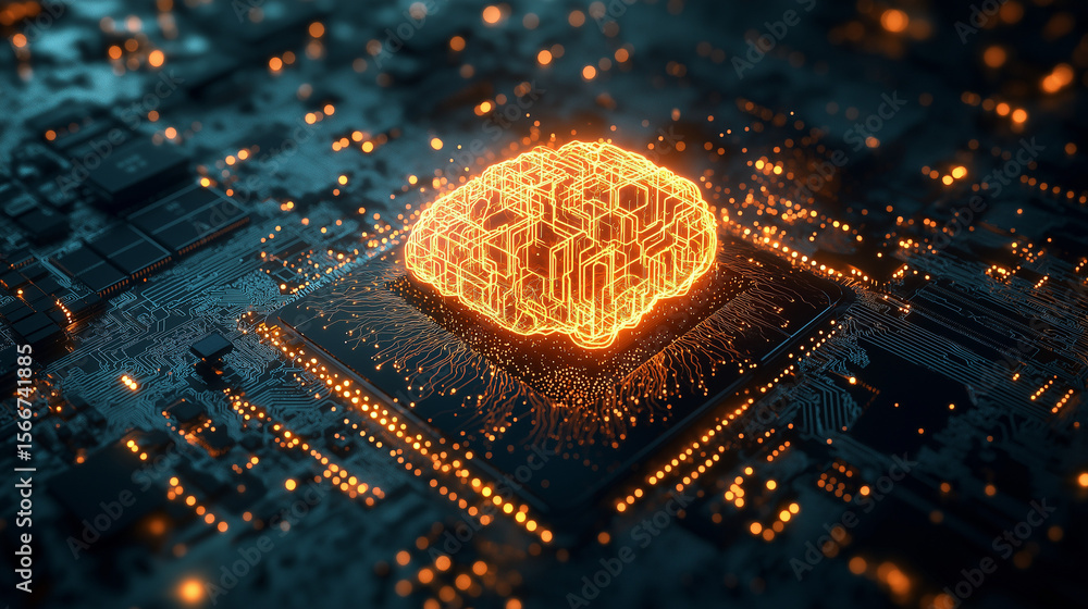 Poster innovative neural network event digital circuit visual representation tech environment aerial view a