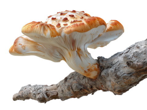 Mushroom growth on branch forest floor nature view fungi concept